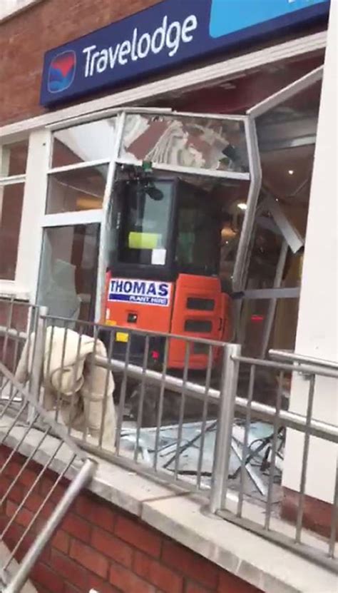 man drives mini digger into travelodge|john manley digger.